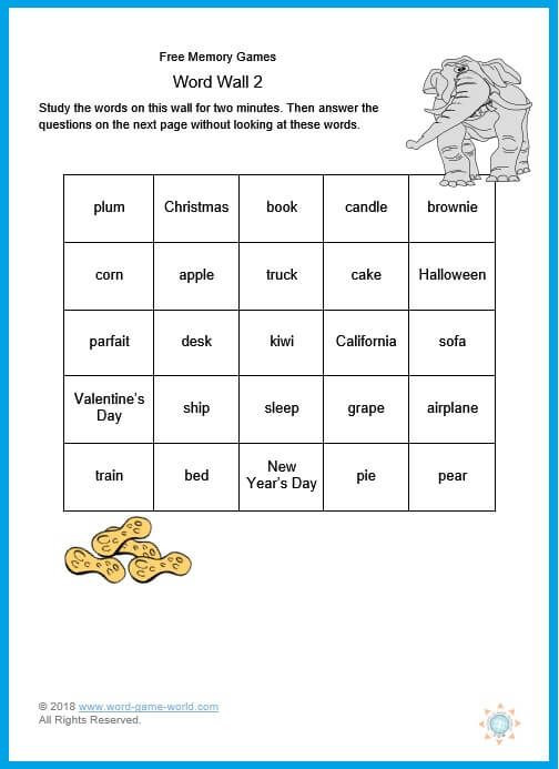 Memory Exercises for Adults Printable Fun Free Memory Games to Print and Play