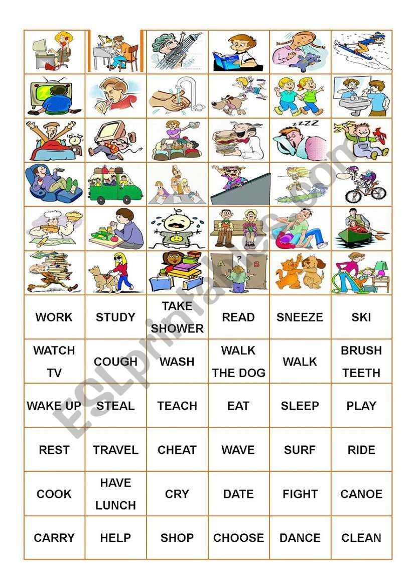 Memory Exercises for Adults Printable Verbs Memory Game Cards Esl Worksheet by Zailda