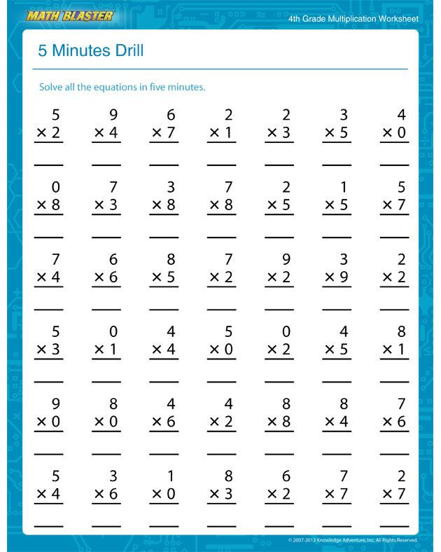 Minute Math Worksheets 1st Grade 5 Minutes Drill Multiplication Worksheet for 1st Graders