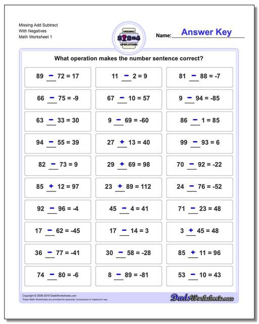 Missing Number Worksheets 2nd Grade Adding and Subtracting Missing Operation Worksheets