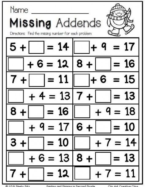Missing Number Worksheets 2nd Grade Missing Addends Worksheets 2nd Grade In 2020