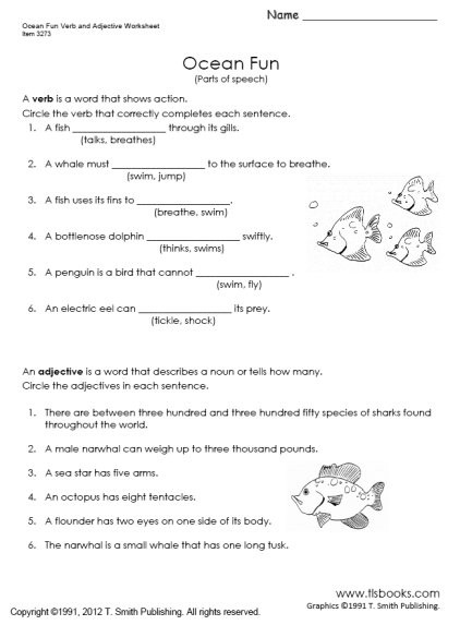 Ocean Worksheets for 2nd Grade Ocean Fun A Parts Of Speech Worksheet