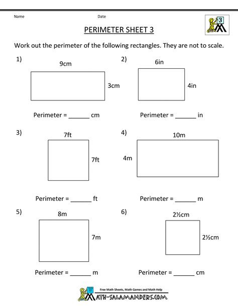 Perimeter Worksheets 3rd Grade Math Worksheet 3rd Grade Perimeter 3