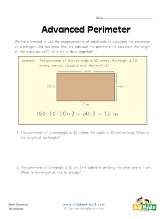 Perimeter Worksheets for 3rd Grade Advanced Perimeter Worksheet
