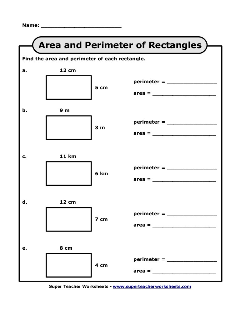 Perimeter Worksheets for 3rd Grade area Perimeter Rectangles