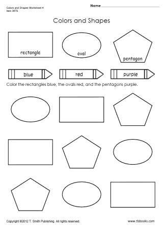 Polygon Worksheets for 2nd Grade Colors and Shapes Worksheet 4