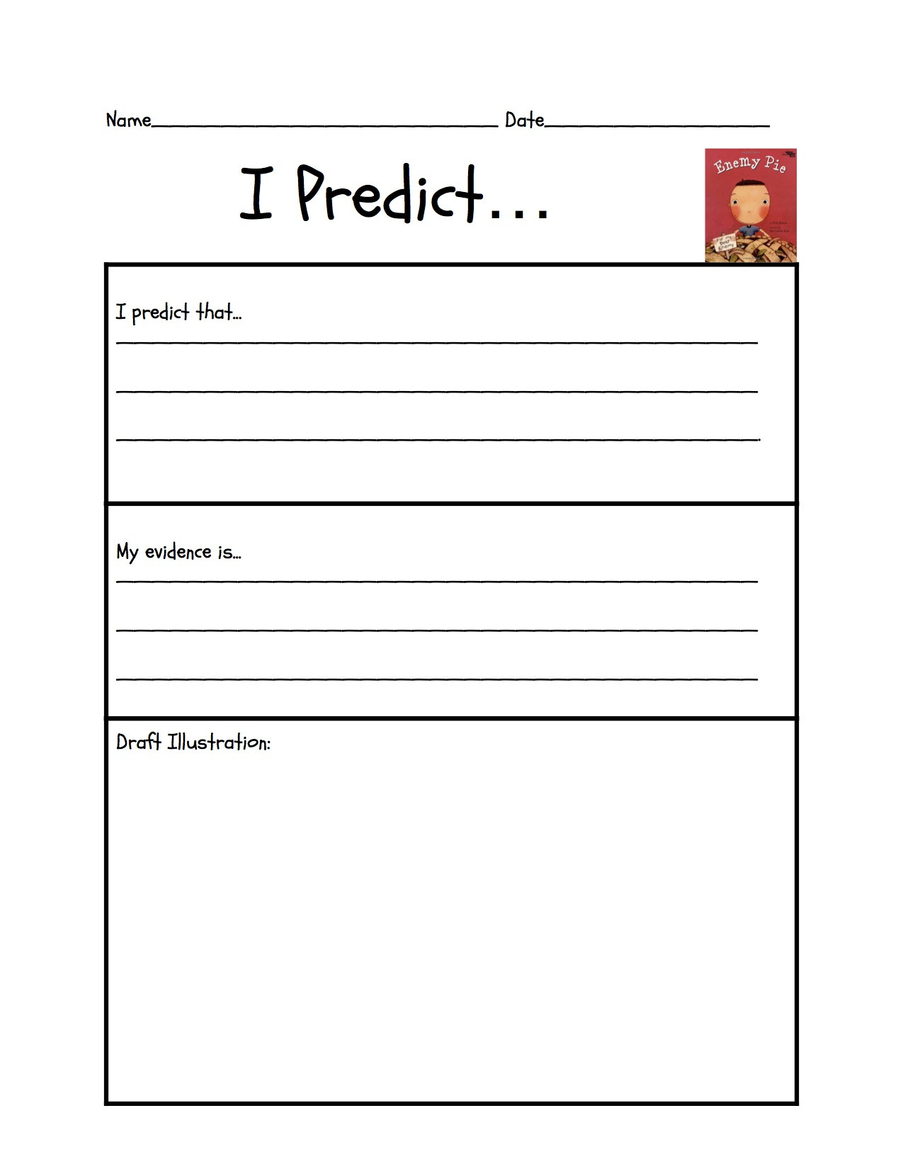 Prediction Worksheets for 2nd Grade Predicting “enemy Pie”