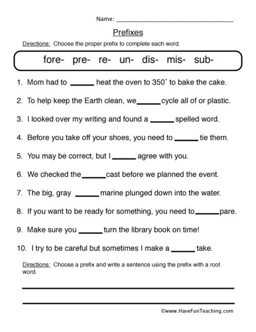 Prefix Worksheet 4th Grade Prefixes Worksheets • Have Fun Teaching