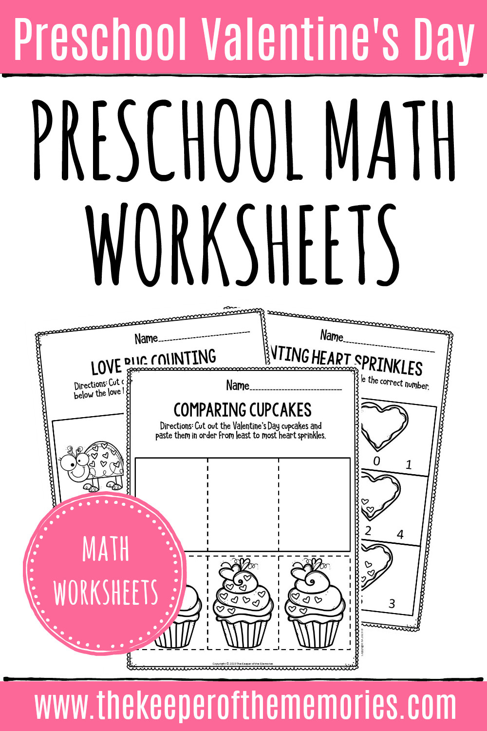 Preschool Math Worksheets Printable Math Valentine S Day Preschool Worksheets