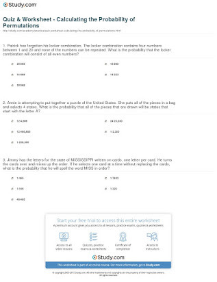 Probability Worksheets 7th Grade Free Permutations Worksheets