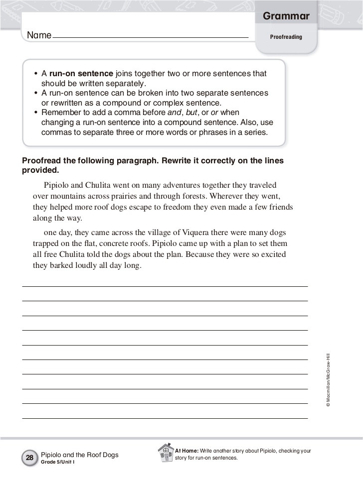 Proofreading Worksheets 5th Grade English Grammar 5th Grade