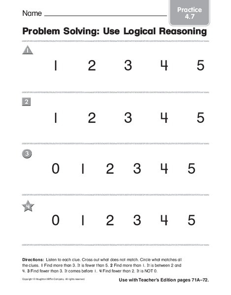 Reasoning Worksheets for Grade 1 Problem solving Use Logical Reasoning Worksheet for
