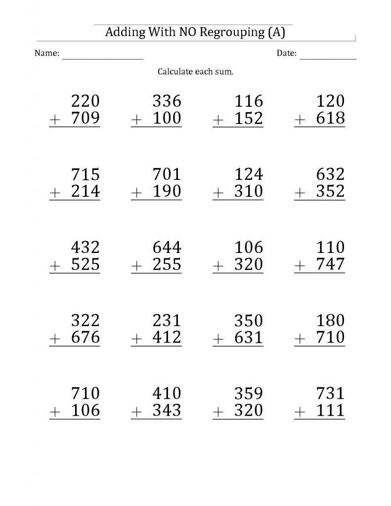 Regrouping Subtraction Worksheets 3rd Grade 5 3 Digit Subtraction with Regrouping Worksheets In 2020