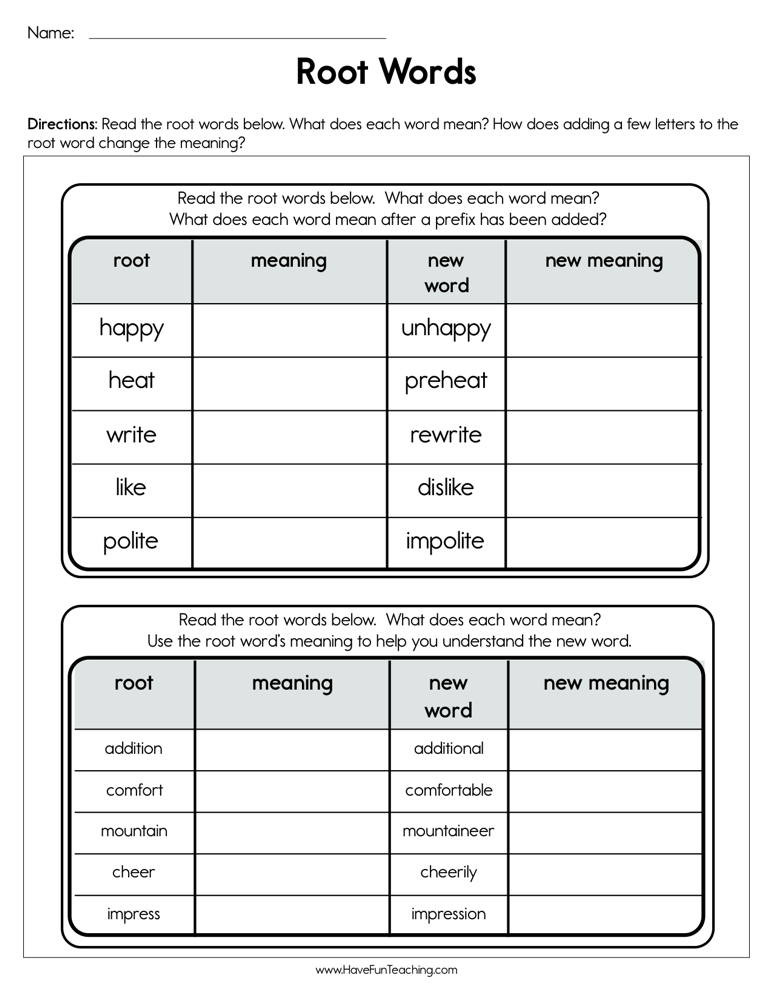 20 Root Word Worksheets 4th Grade Desalas Template