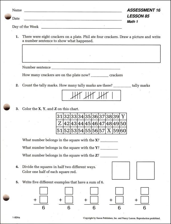 Math Sheets For 2nd Grade Saxon Math
