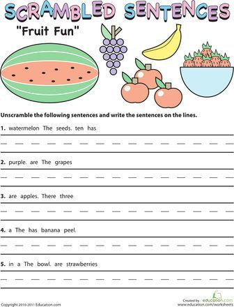 Scrambled Sentences Worksheets 2nd Grade Scrambled Sentences Fruit Fun