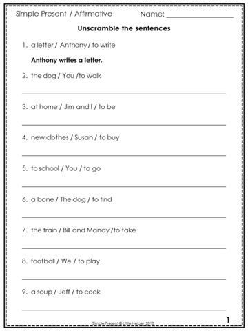 Scrambled Sentences Worksheets 3rd Grade Esl Simple Present Worksheets
