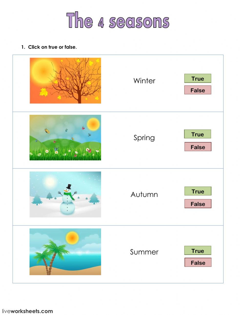 Seasons Worksheets for First Grade Seasons and Clothes Interactive Worksheet
