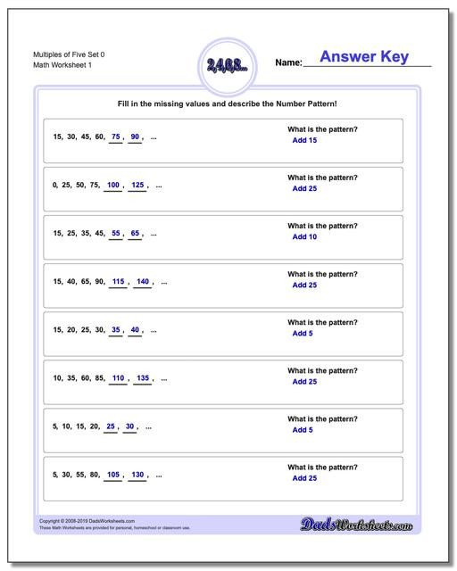 Sequence Worksheets 3rd Grade Number Patterns