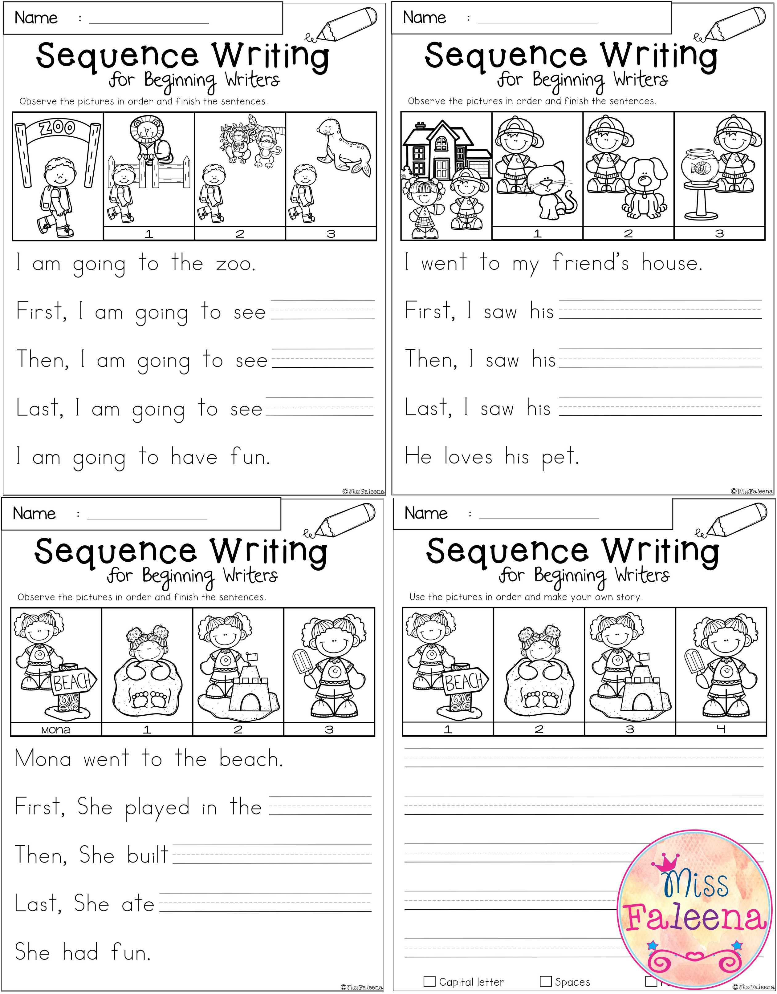Sequence Worksheets for 1st Grade Free Sequence Writing for Beginning Writers