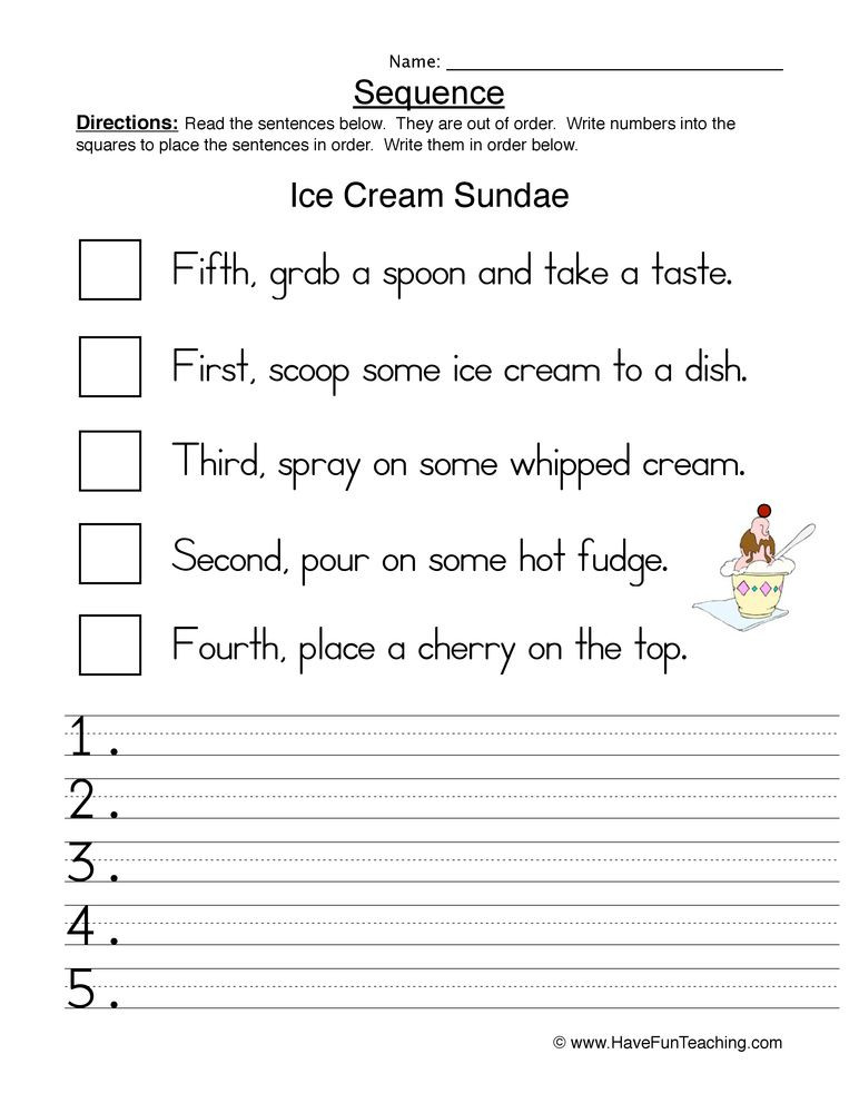 Sequencing Worksheet 2nd Grade How to Make A Sundae Sequence Worksheet