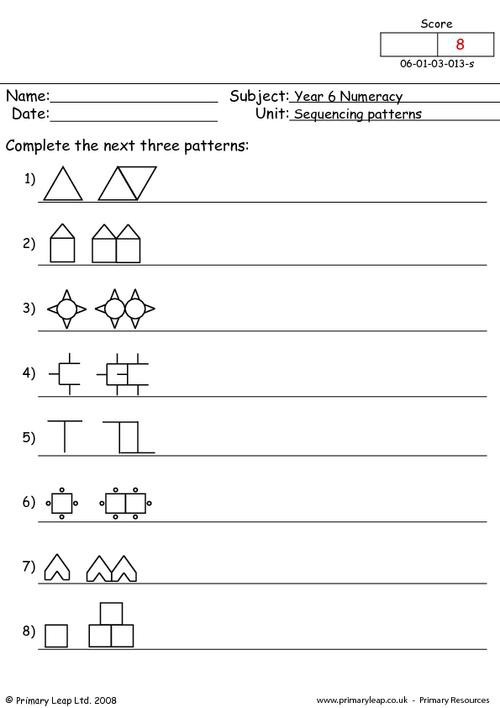 Sequencing Worksheets 4th Grade Pattern Sequence Worksheets