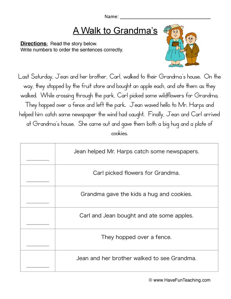 Sequencing Worksheets 4th Grade Story events order Of events Worksheet