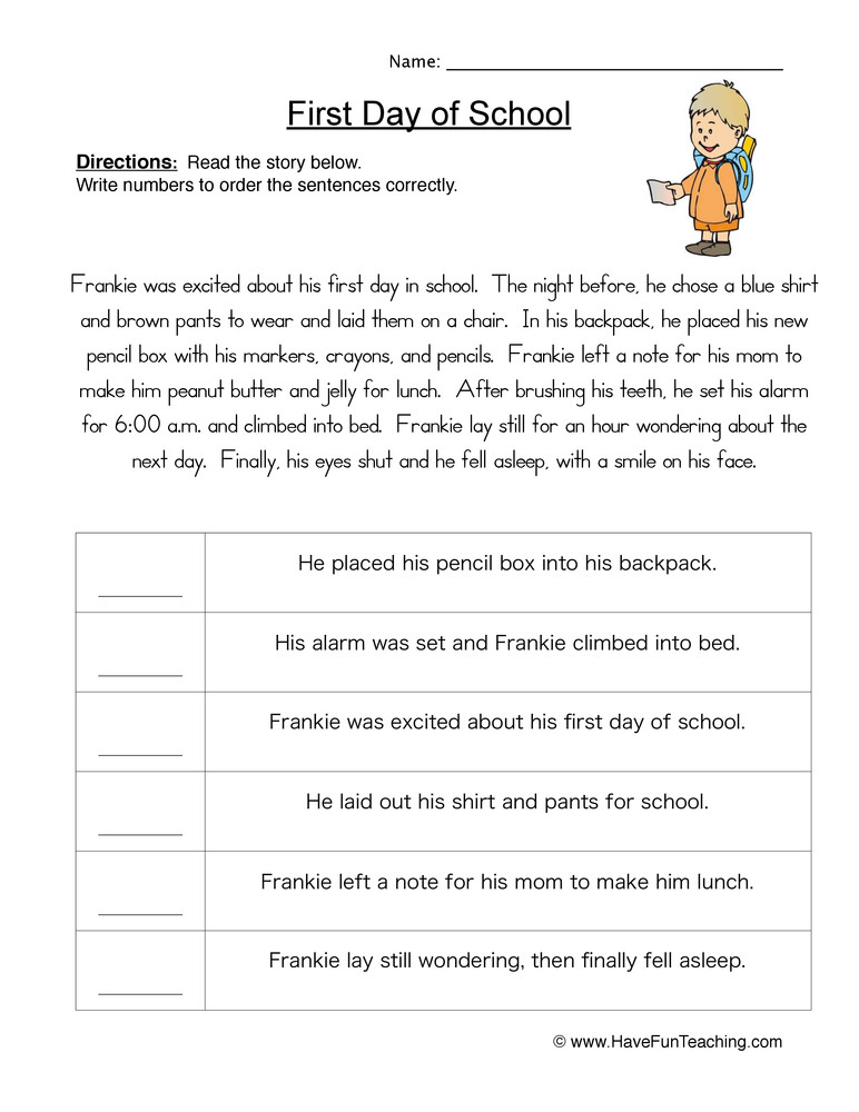 Sequencing Worksheets 4th Grade Story Plot order Of events Worksheet