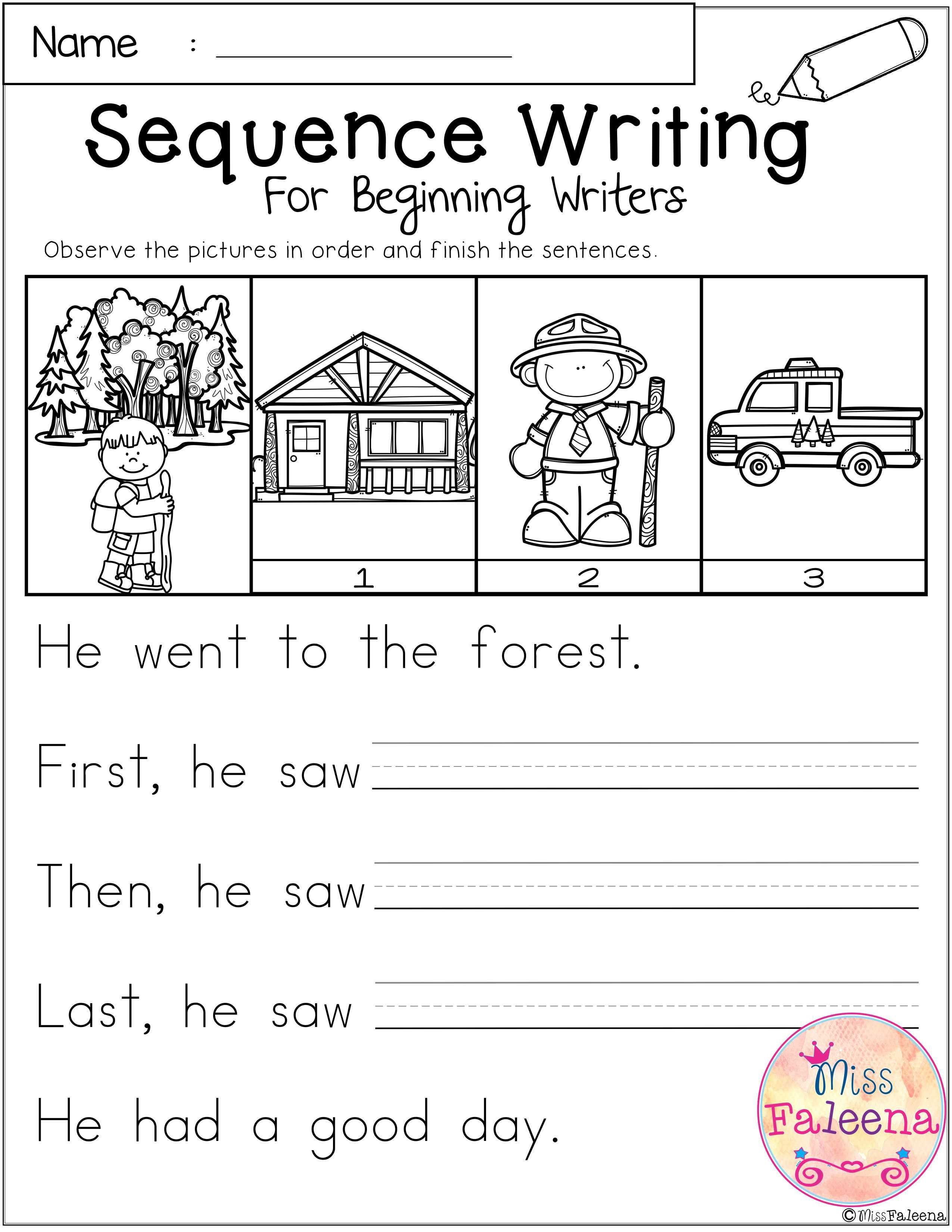 Sequencing Worksheets for 1st Grade September Sequence Writing for Beginning Writers