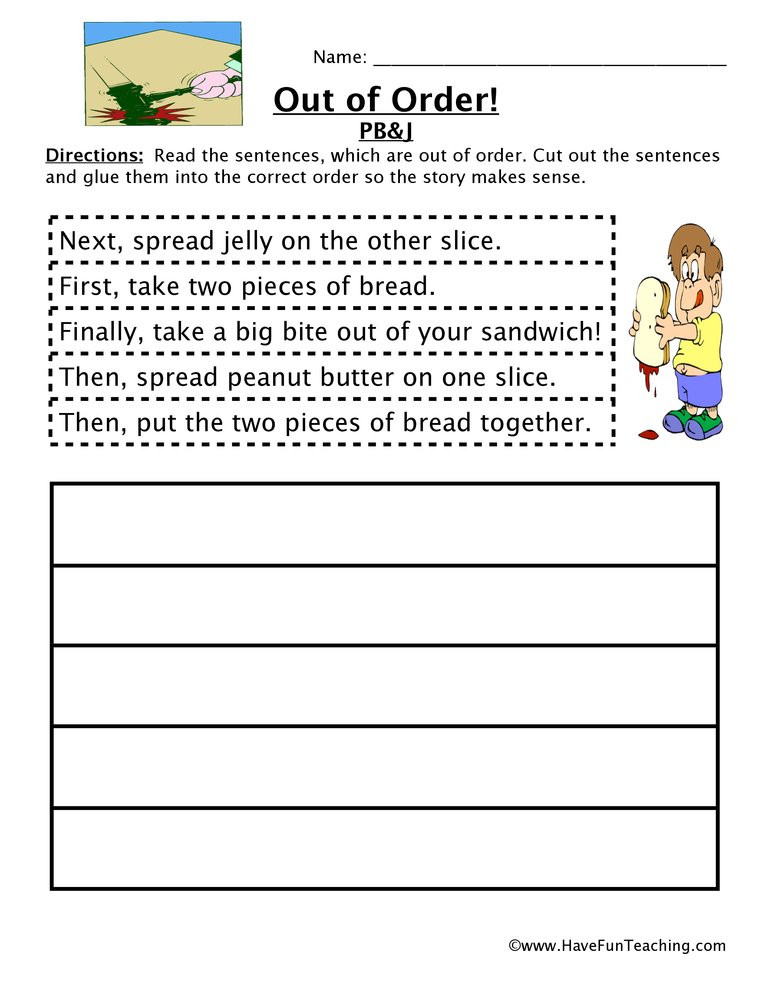 Sequencing Worksheets for 2nd Grade Making A Sandwich Sequencing Worksheet
