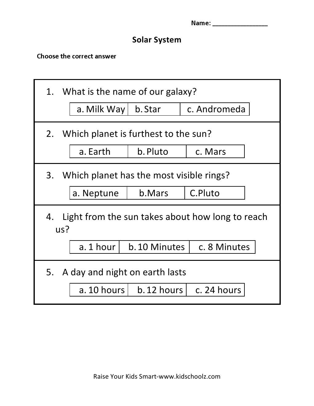 Solar System Worksheets 5th Grade Science Worksheets for 5th Grade the Earth