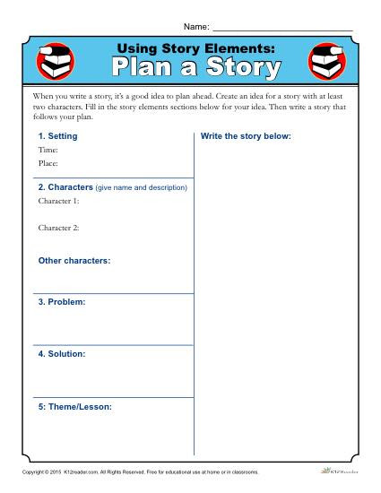 Story Elements Worksheet 2nd Grade Using Story Elements Plan A Story