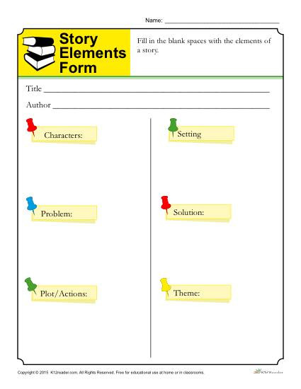 Story Elements Worksheets 2nd Grade Story Elements form Template for Students