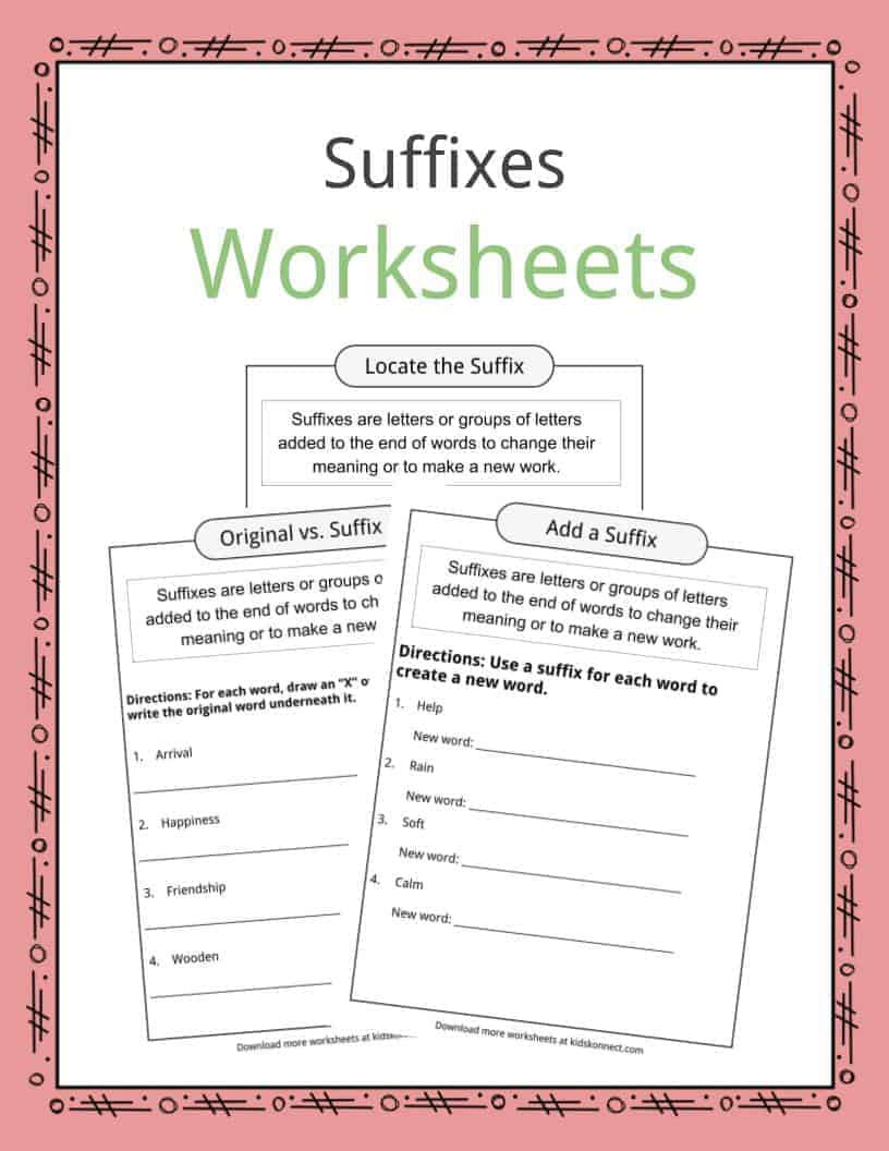 Suffix Worksheets 3rd Grade Suffixes Worksheets Examples &amp; Definition for Kids