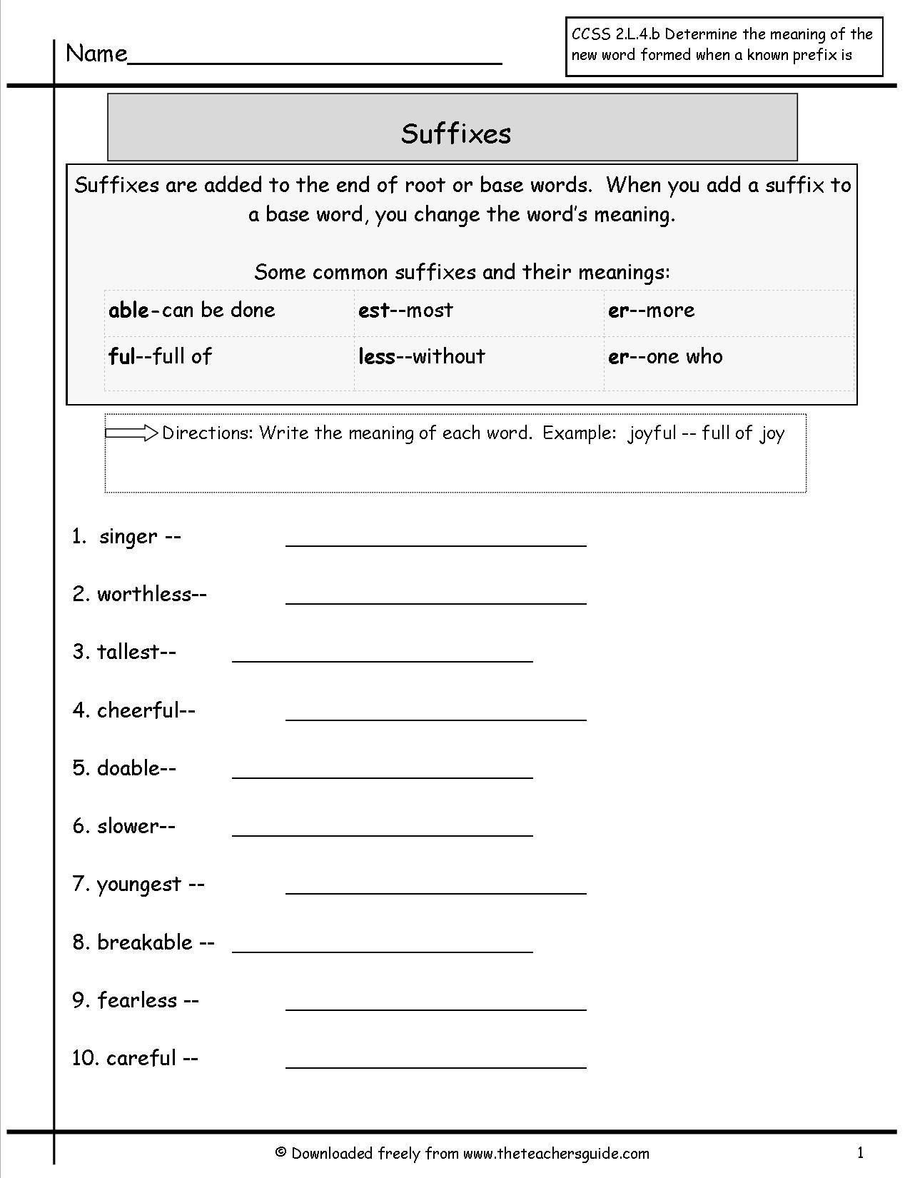 Suffix Worksheets 3rd Grade Suffixes Worksheets