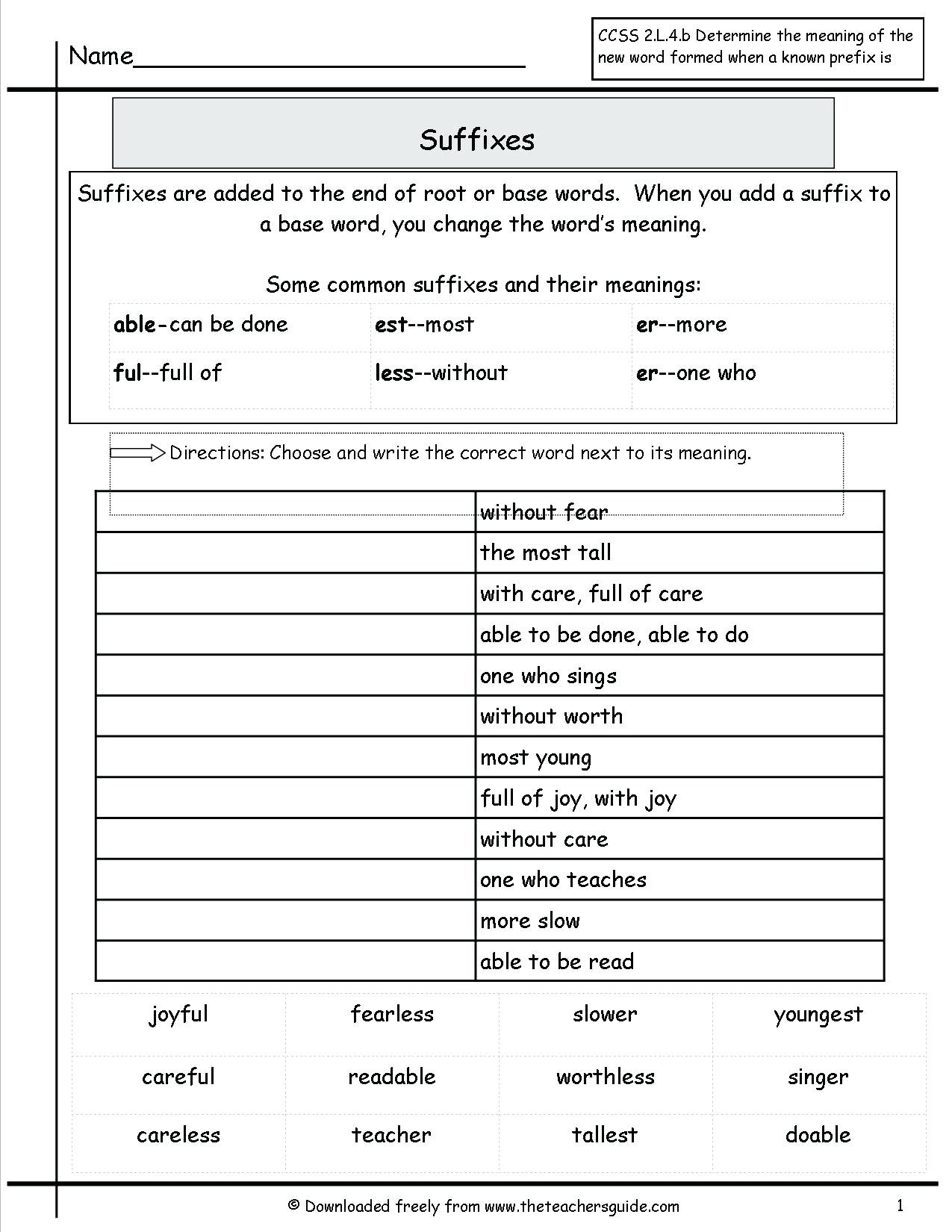 Suffixes Worksheet 3rd Grade 3rd Grade Prefixes and Suffixes Worksheets Root Words