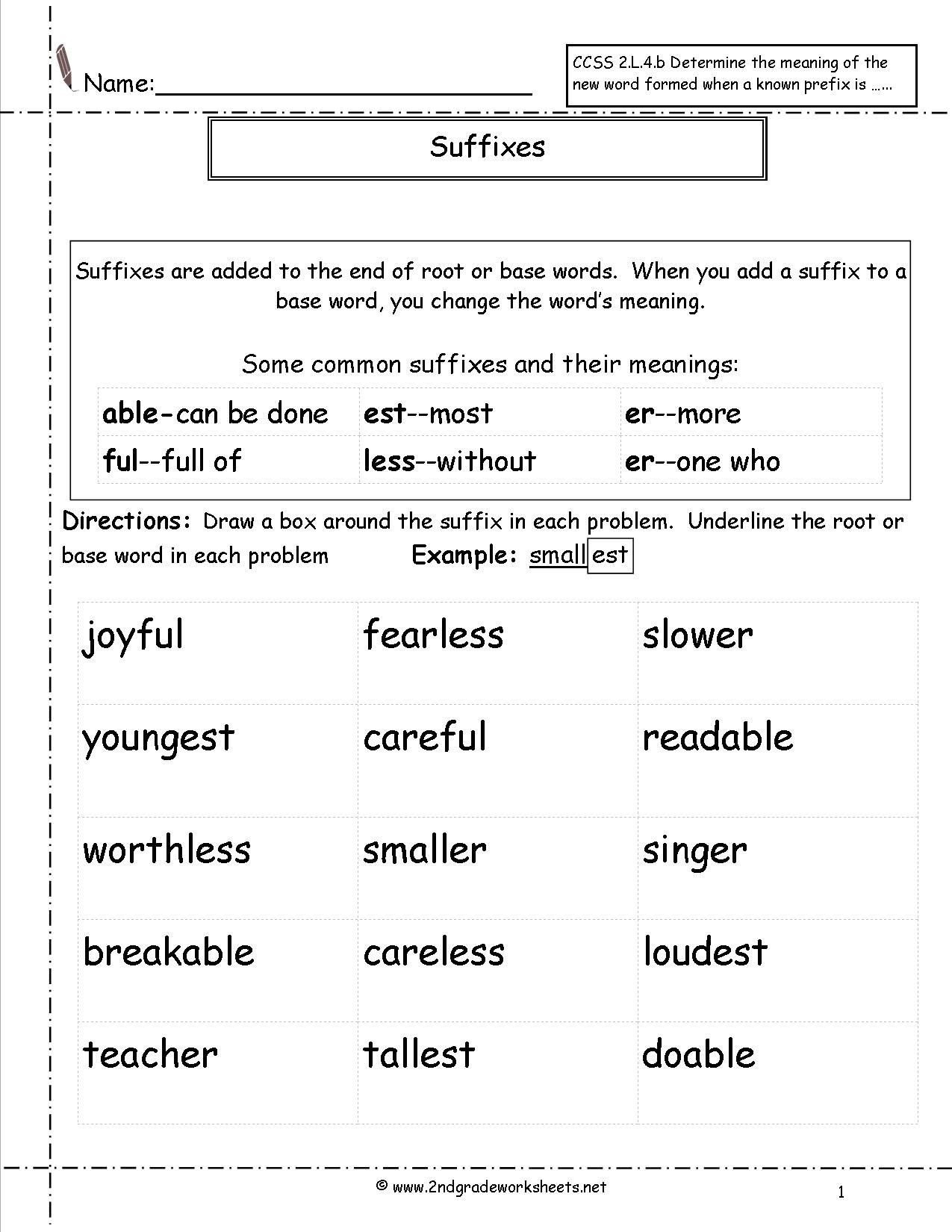 Suffixes Worksheets 4th Grade Suffix Worksheets 2nd Grade