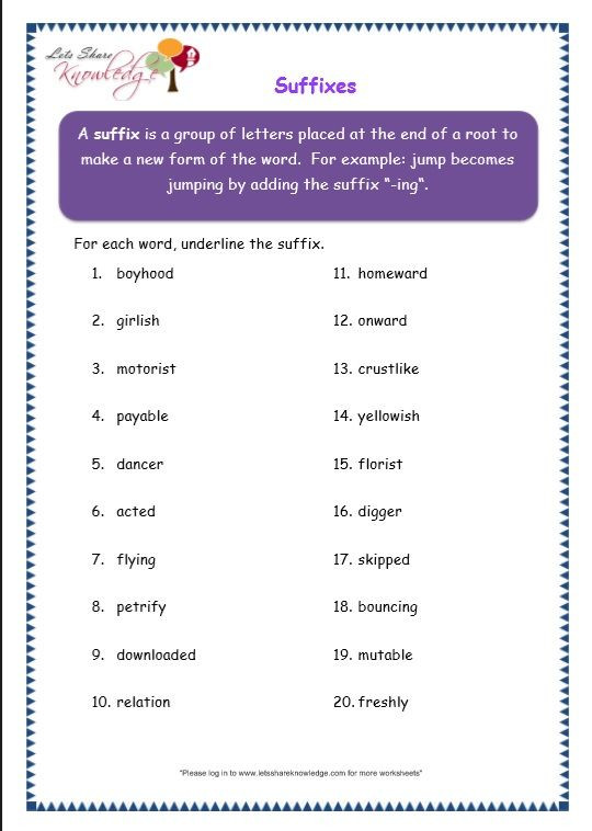 Suffixes Worksheets for 3rd Grade Grade 3 Grammar topic 21 Prefix and Suffix Worksheets