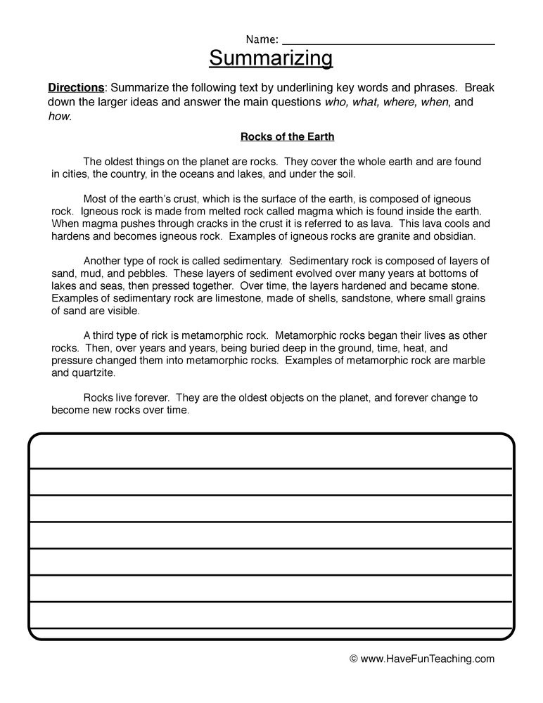 Summarizing Worksheet 3rd Grade Paraphrasing Worksheets Grade 3 – Limpokenrio