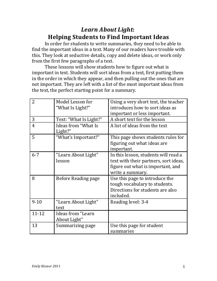 Summary Worksheets 5th Grade Lesson for Teaching Nonfiction Summarizing