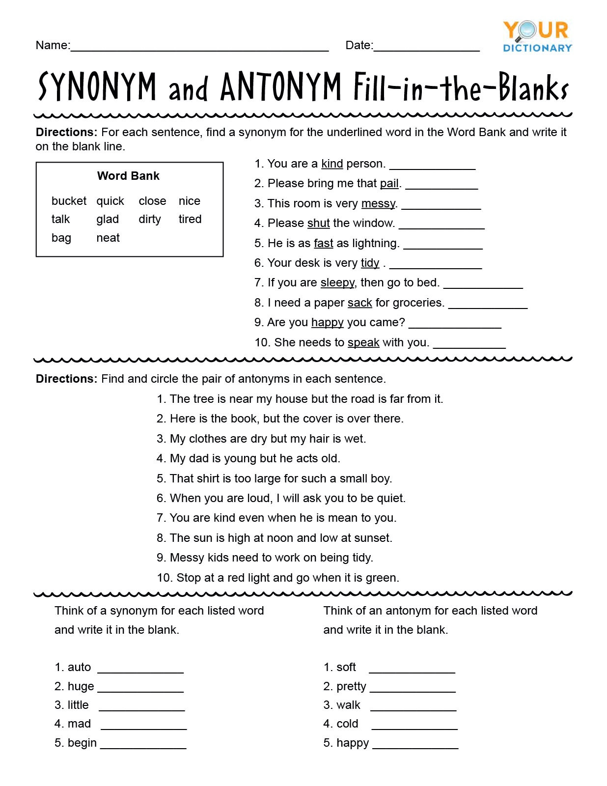 20 Synonyms Worksheet First Grade Desalas Template