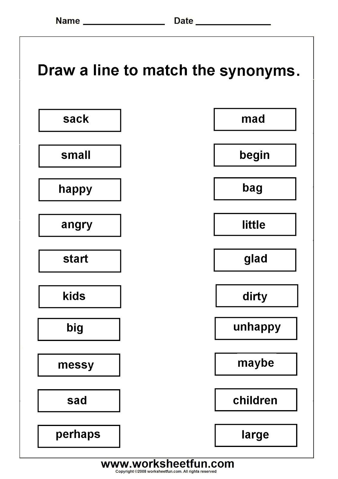 Synonyms Worksheet First Grade Synonym Worksheets for 1st Grade Synonyms Worksheets