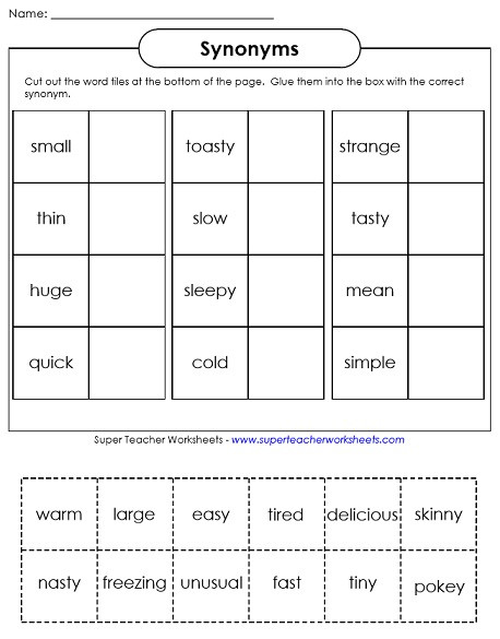 20 Synonyms Worksheet First Grade Desalas Template