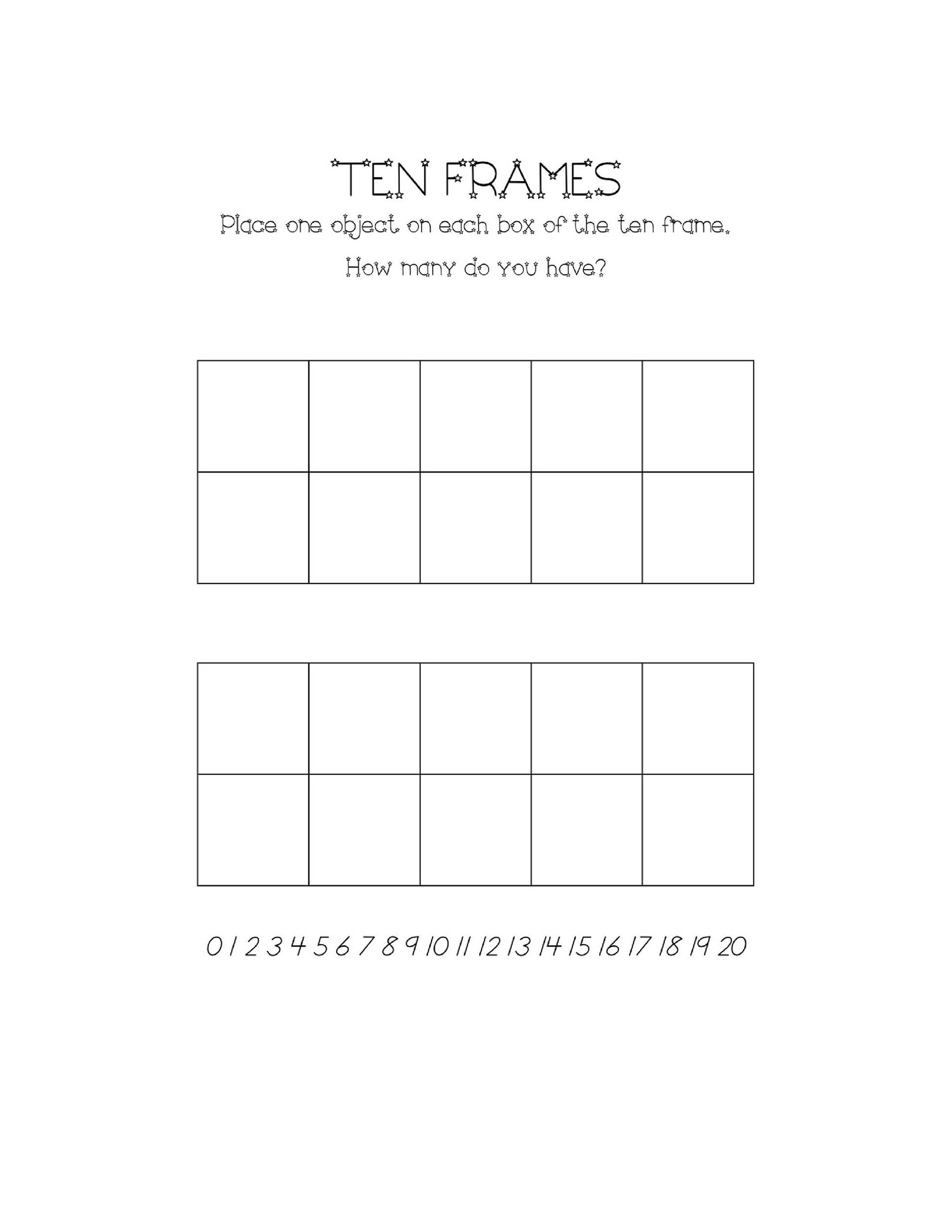 Ten Frame Worksheets First Grade 36 Printable Ten Frame Templates Free Templatelab