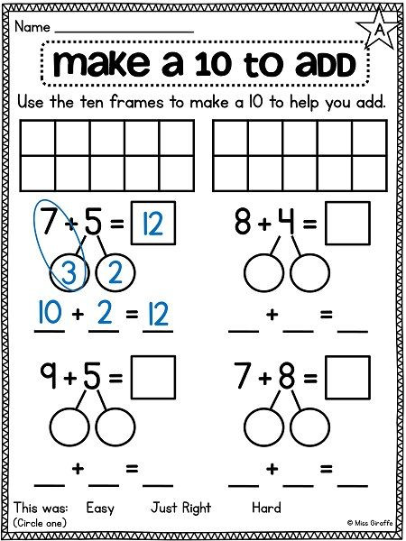 Ten Frame Worksheets First Grade Math Addition Strategies Lessons Tes Teach