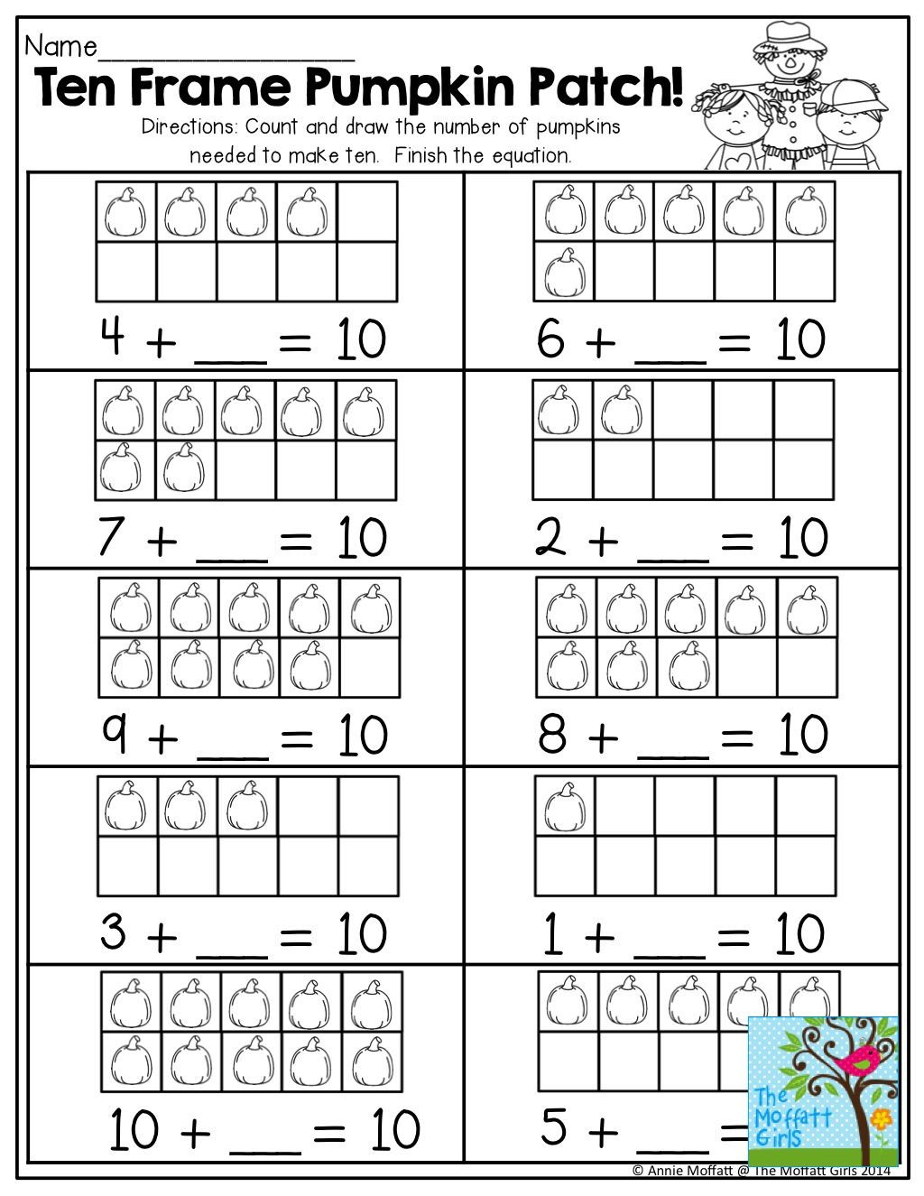 Ten Frame Worksheets First Grade October Fun Filled Learning Resources