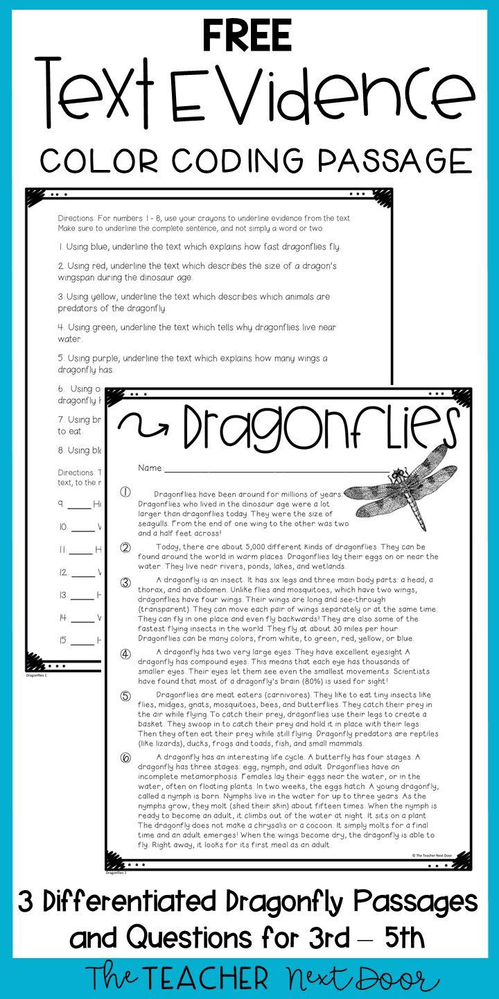 Text Evidence Worksheets 3rd Grade Text Evidence Color Coding Freebie