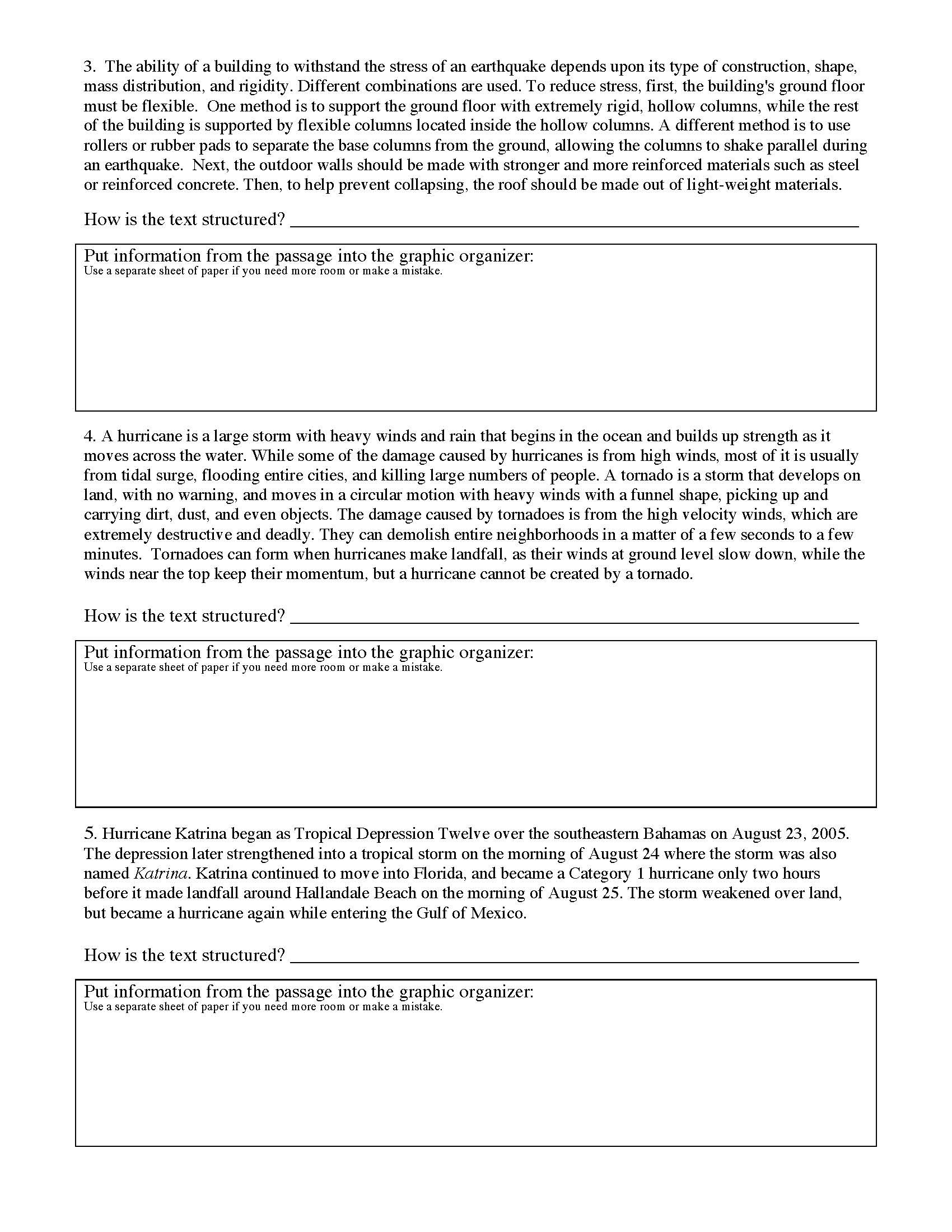 Text Structure Worksheets 3rd Grade Text Structure Worksheet 3