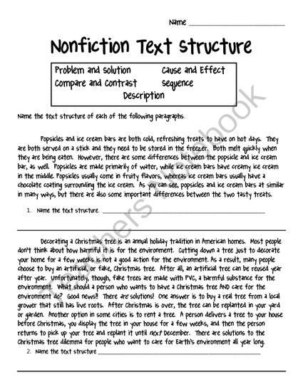 Text Structure Worksheets 4th Grade Nonfiction Text Structure Worksheet From Crafting