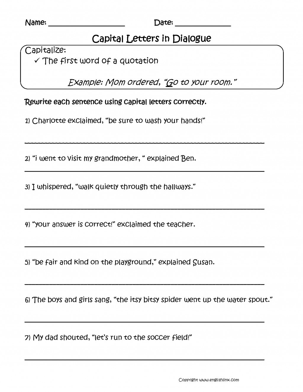 Third Grade Editing Worksheets 4 Free Grammar Worksheets Third Grade 3 Capitalization